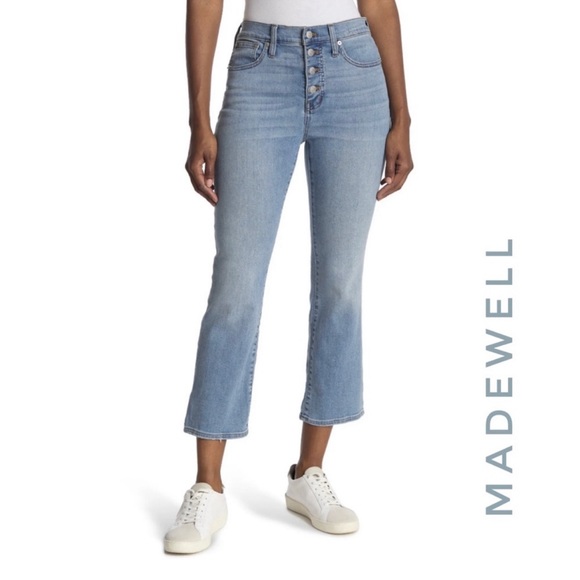Madewell Denim - Madewell Womens Cali Demi Button Fly Boot Cut Jeans Light Blue
